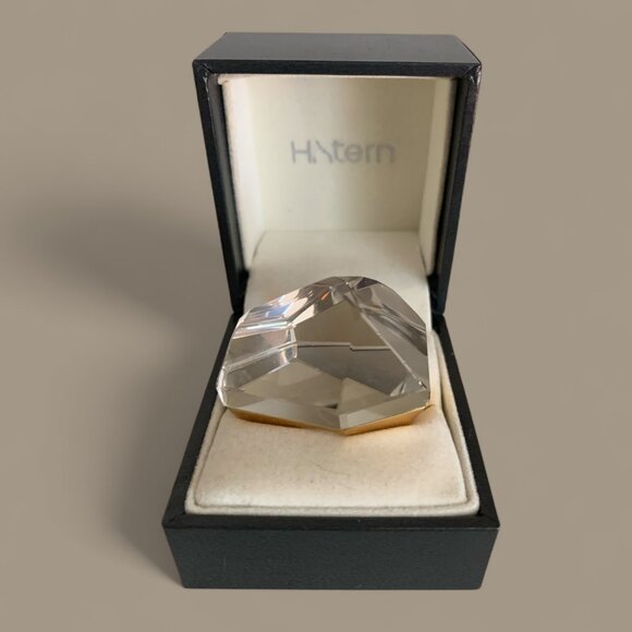 H.STERN By Diane Von Furstenberg Geometric Power Ring In 18Kt Gold & Rock Quart - Picture 2 of 7